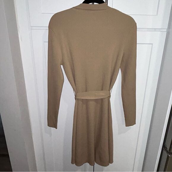 Apparalel Ribbed Knit Button Down Dress in Latte - Picture 5 of 6